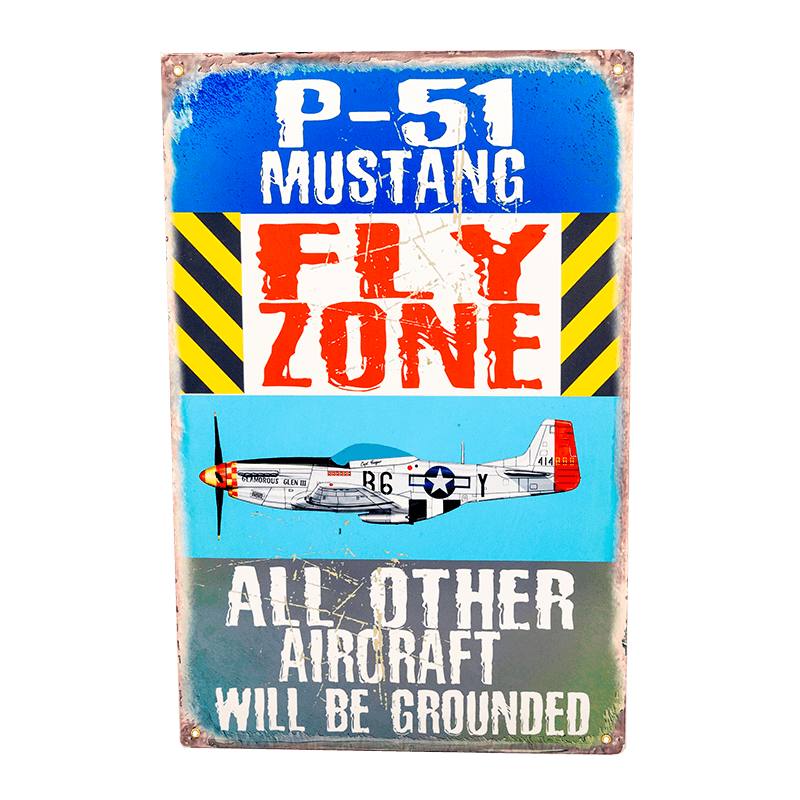 Sign P-51 Mustang Glamorous Glenn Fly Zone-WB PH017