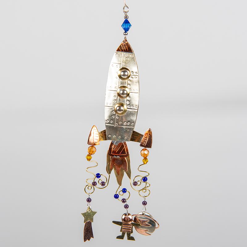 EAA Beaded Rocket Metal Ornament