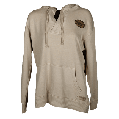 Sweatshirt Ladies Wide Collar Leather Patch-WB