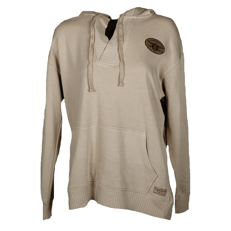 Sweatshirt Ladies Wide Collar Leather Patch-WB