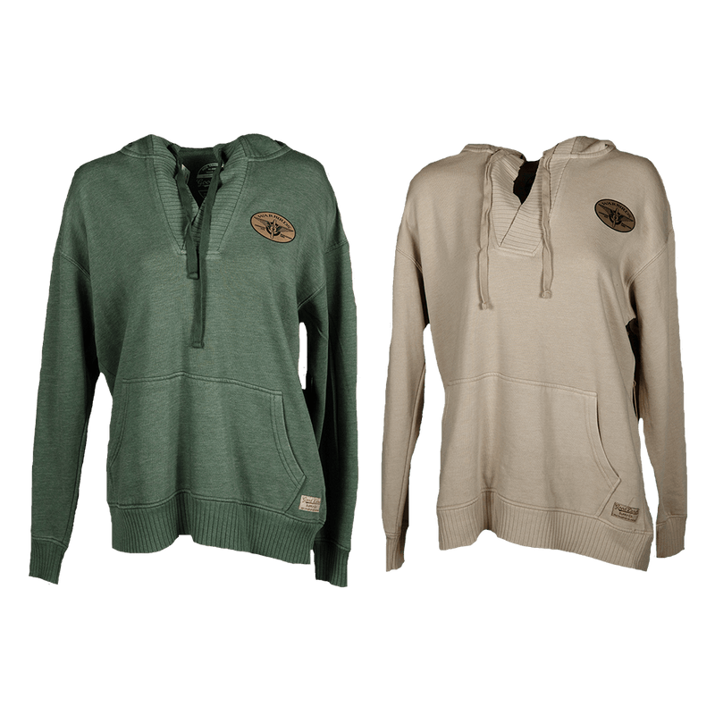 Sweatshirt Ladies Wide Collar Leather Patch-WB