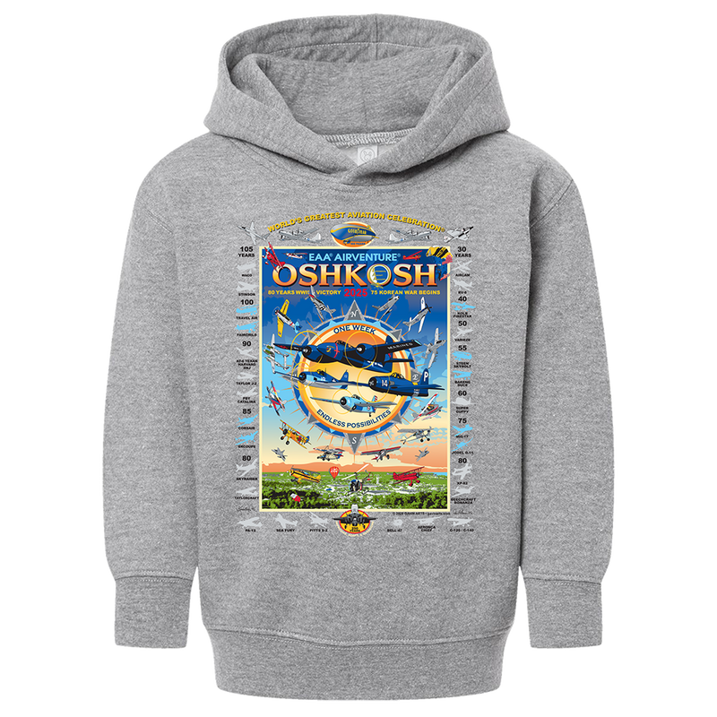 EAA Toddler AirVenture Oshkosh 2025 Event Hoodie, Grey