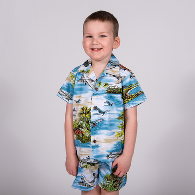 EAA Toddler Warbird WWII Cotton Hawaiian Set, Blue