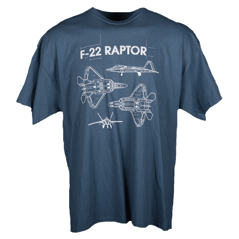 Tshirt F-22 Raptor Blueprint-WB
