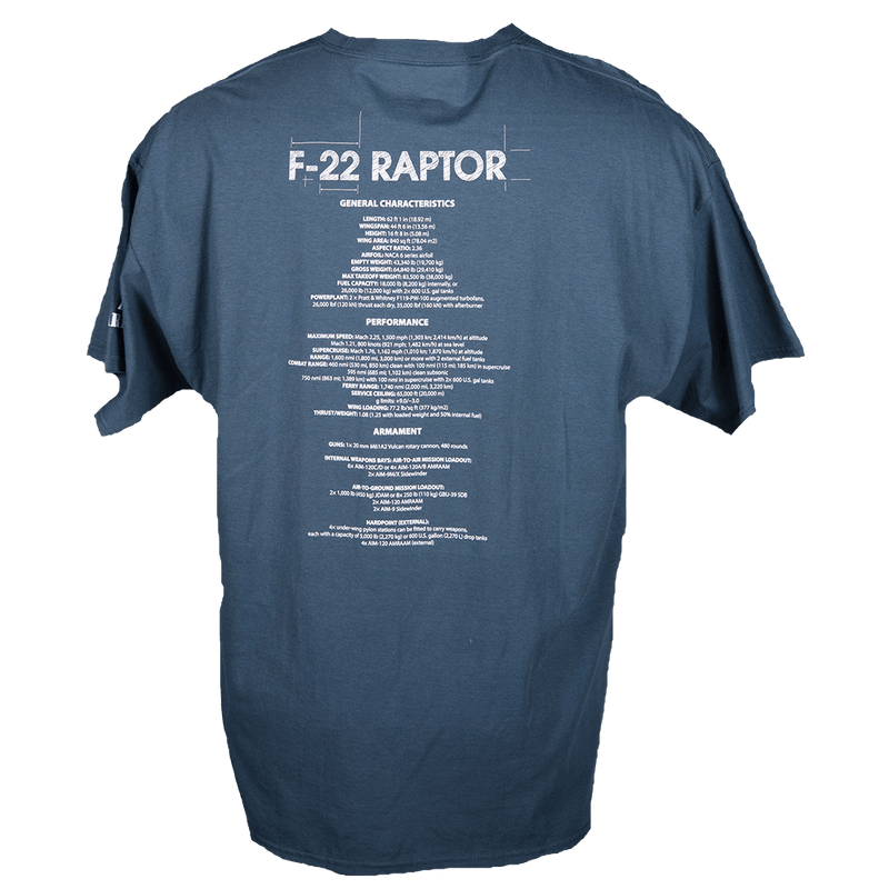 Tshirt F-22 Raptor Blueprint-WB