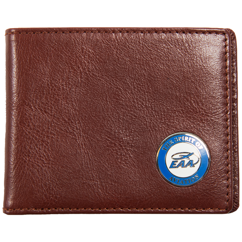 EAA The Spirit of Aviation Bifold Wallet, Brown