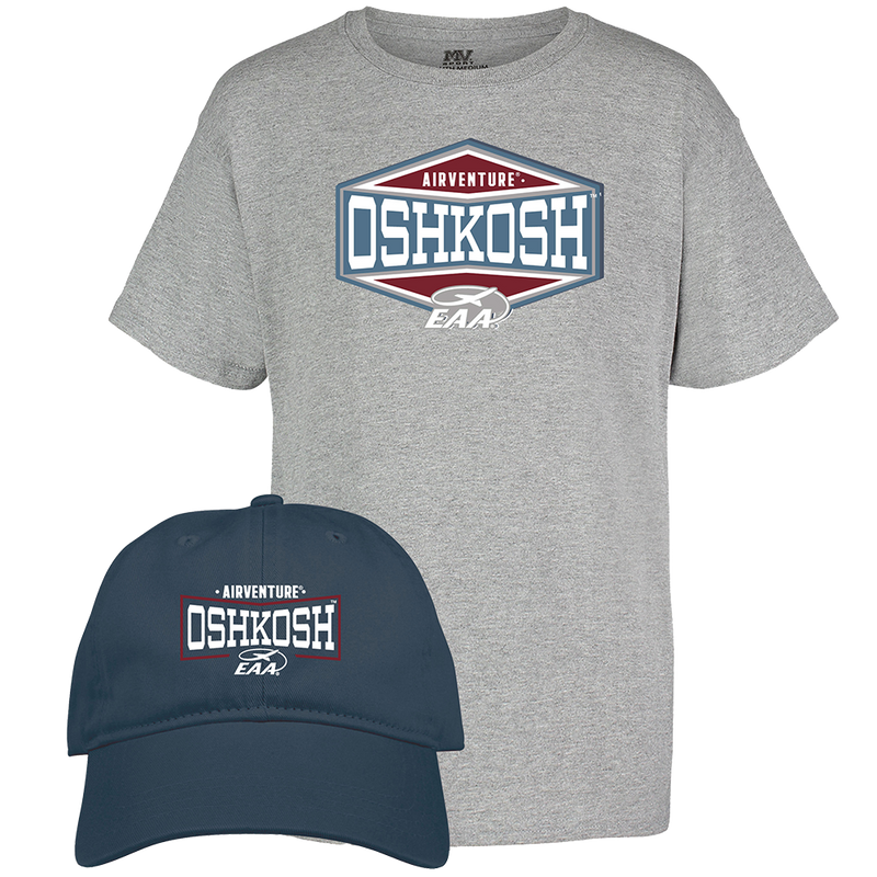 EAA Youth AirVenture Oshkosh 2025 Hat and Tee Set