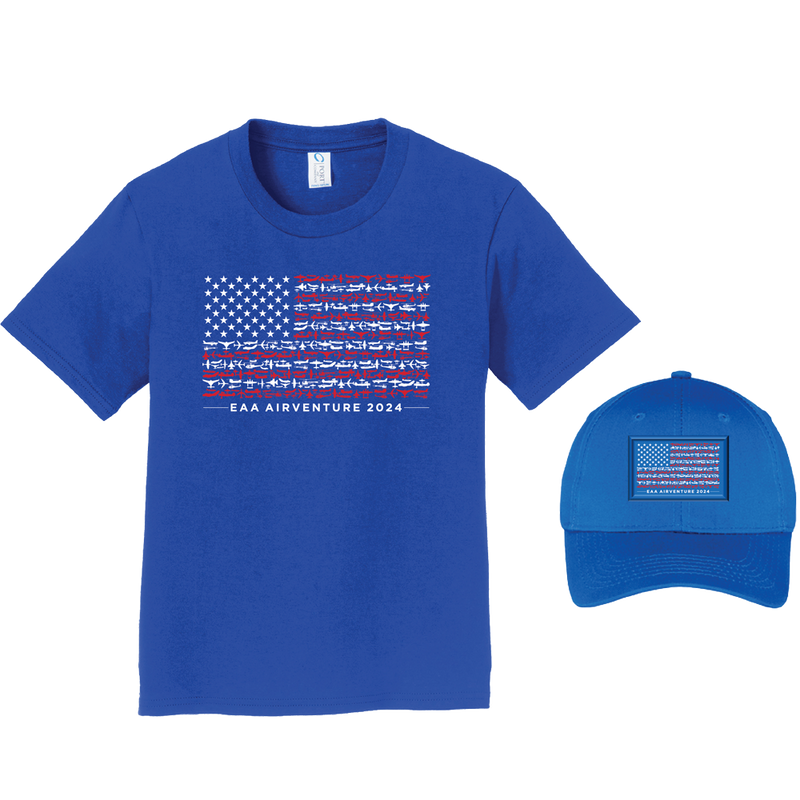 EAA Youth AirVenture 2024 Hat and T-Shirt Set