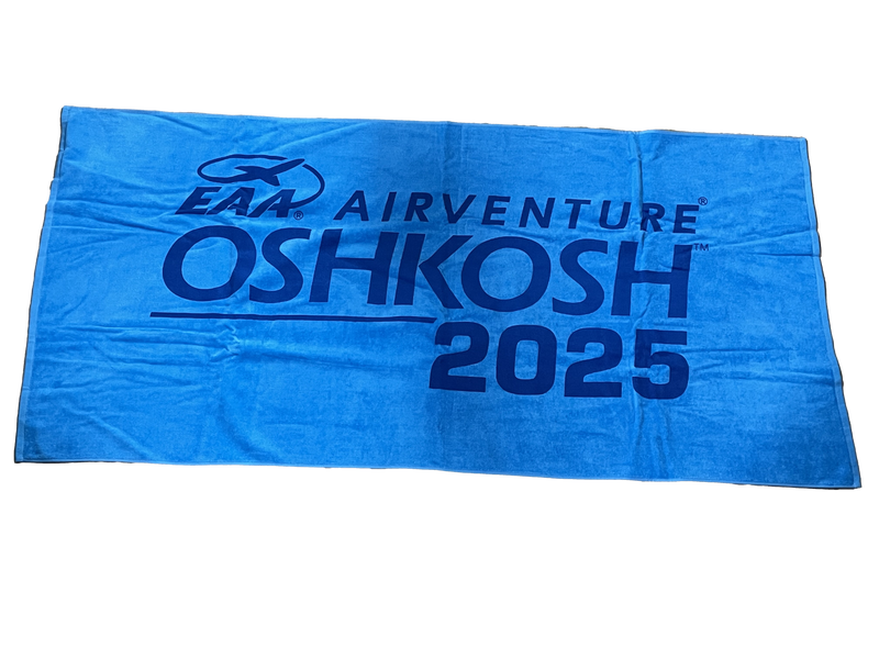 EAA AirVenture Oshkosh 2025 Velour Beach Towel, Aqua