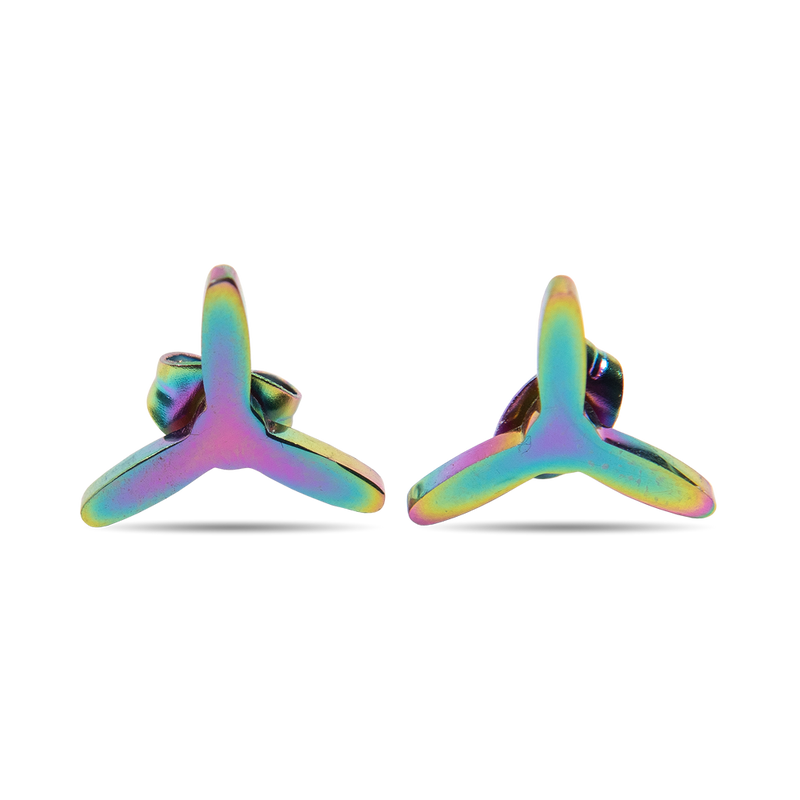 Rainbow Three-Bladed Propeller Stud Earrings