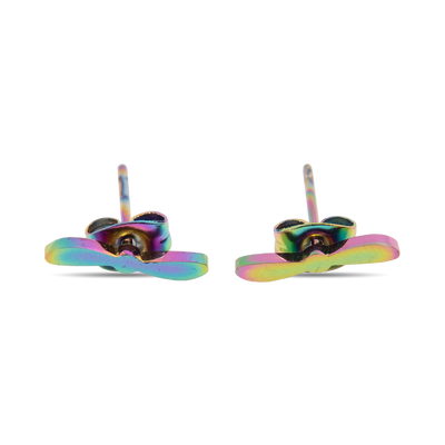 Rainbow Two-Bladed Propeller Stud Earrings