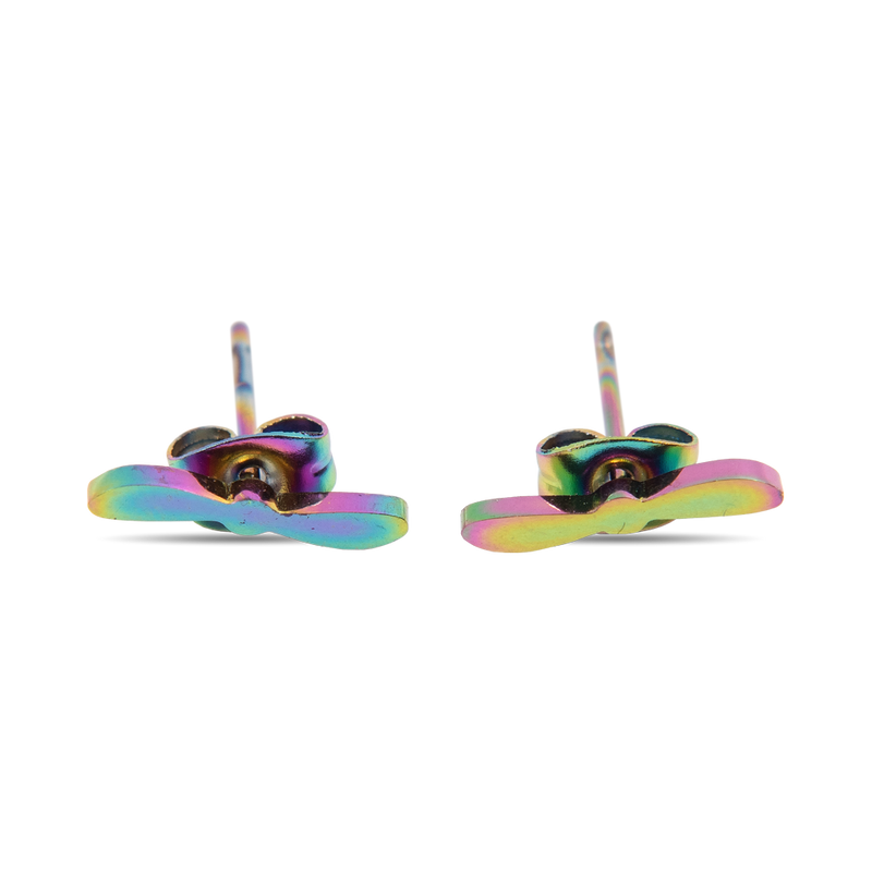 Rainbow Two-Bladed Propeller Stud Earrings
