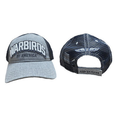 Cap Gray with Charcoal Mesh Warbirds KEF strap-WB