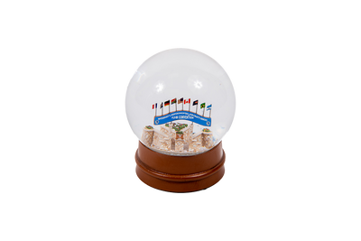 EAA Brown Arch Snow Globe-Iridescent Flakes