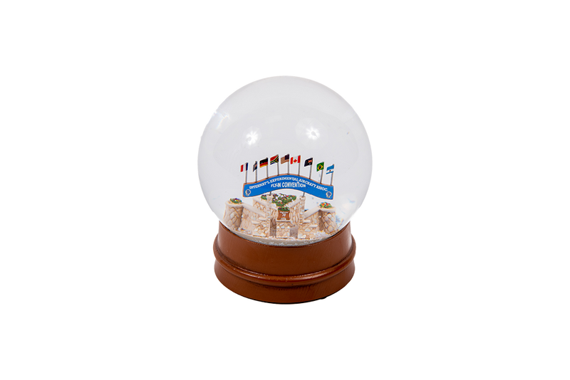 EAA Brown Arch Snow Globe-Traditional Snowflakes