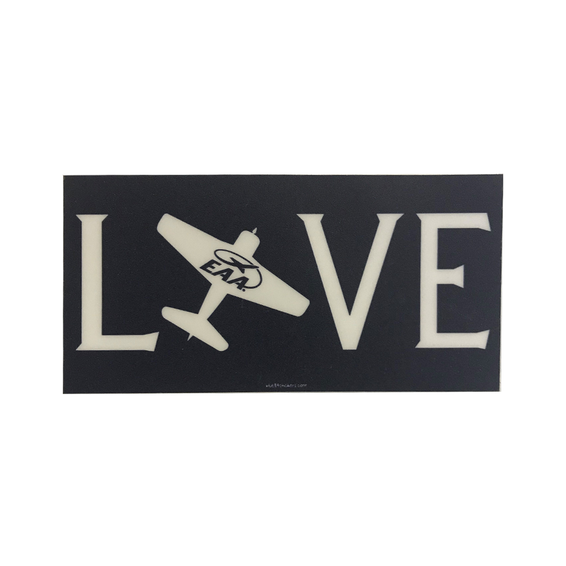 EAA Plane LOVE Large Decal in Navy and White