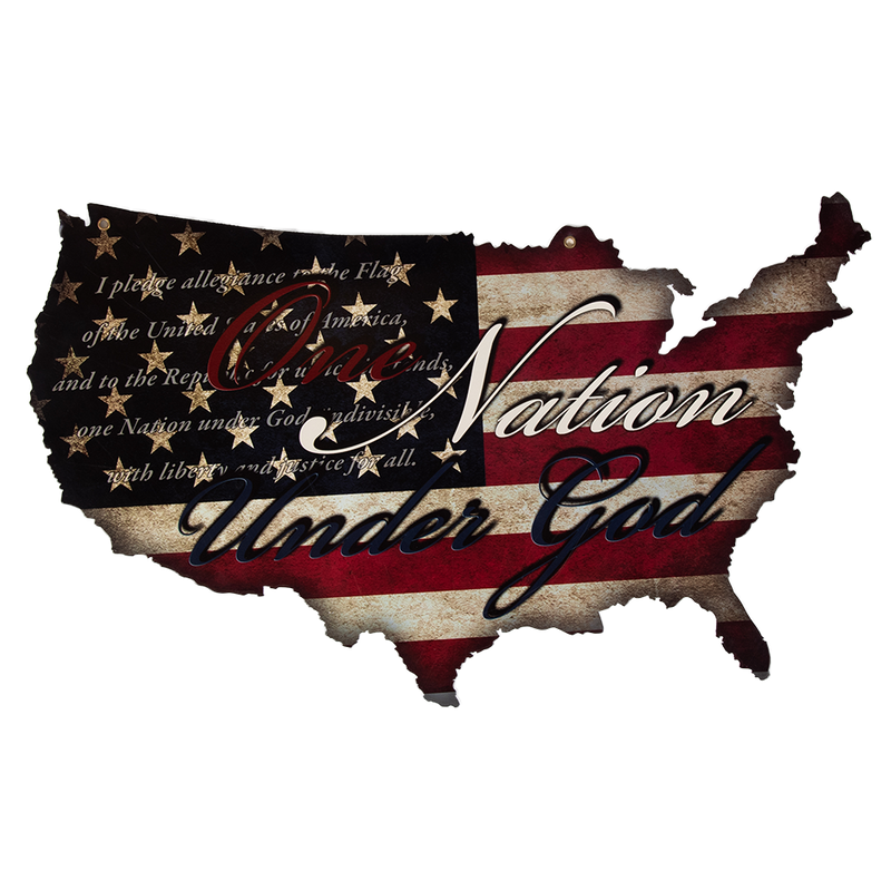 One Nation USA Metal Sign