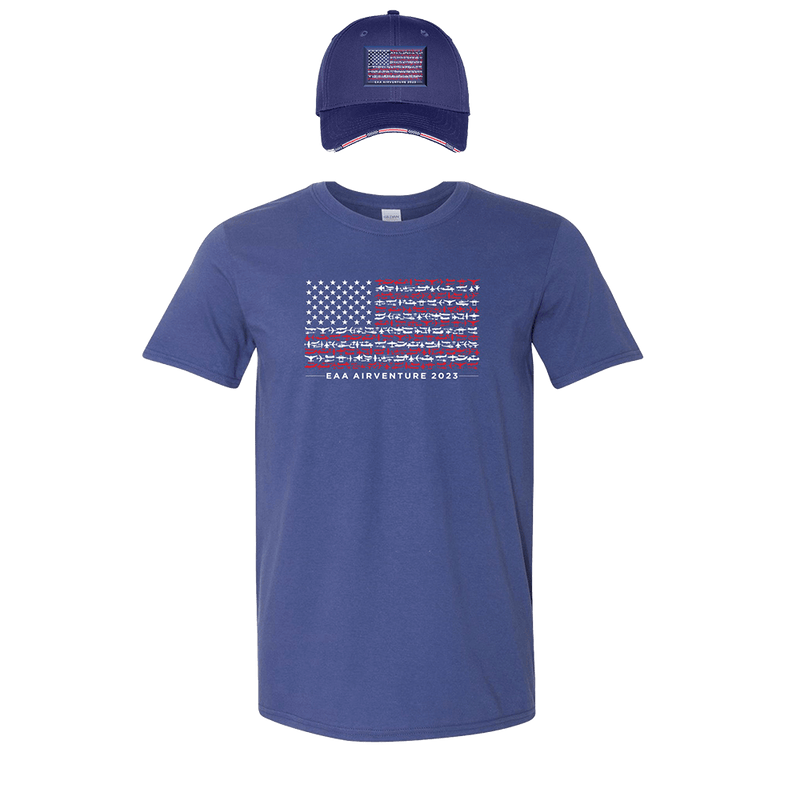 EAA AirVenture American Flag Hat and T-Shirt