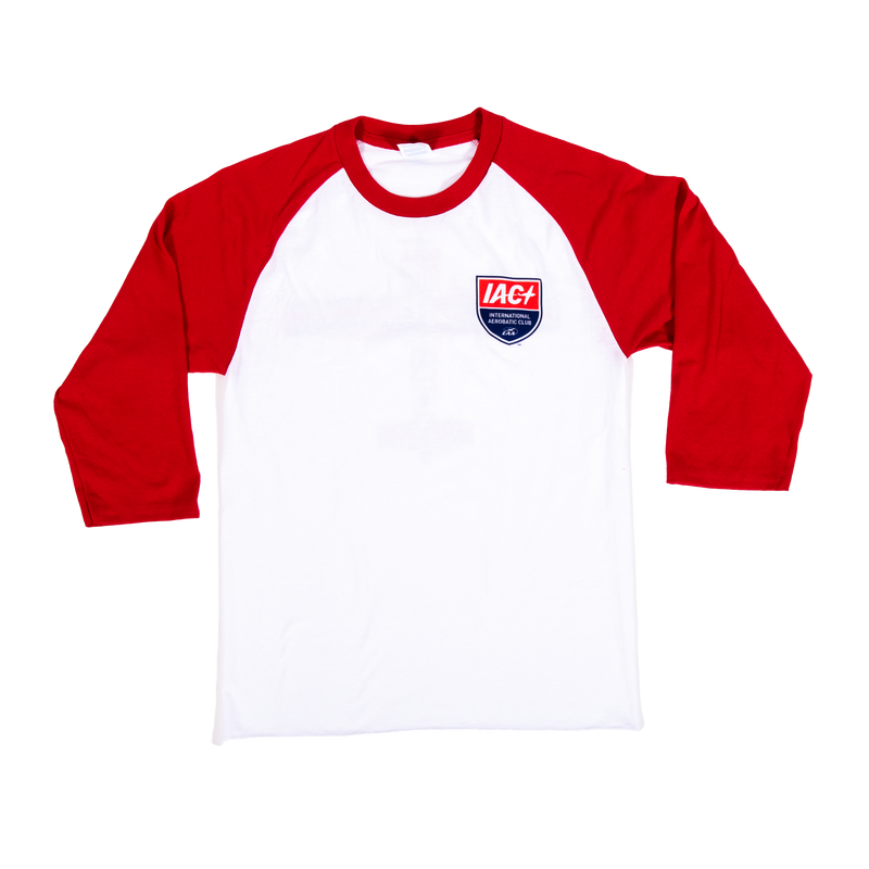 Tshirt 3/4 Sleeve White with Red Arms IAC Word Cloud