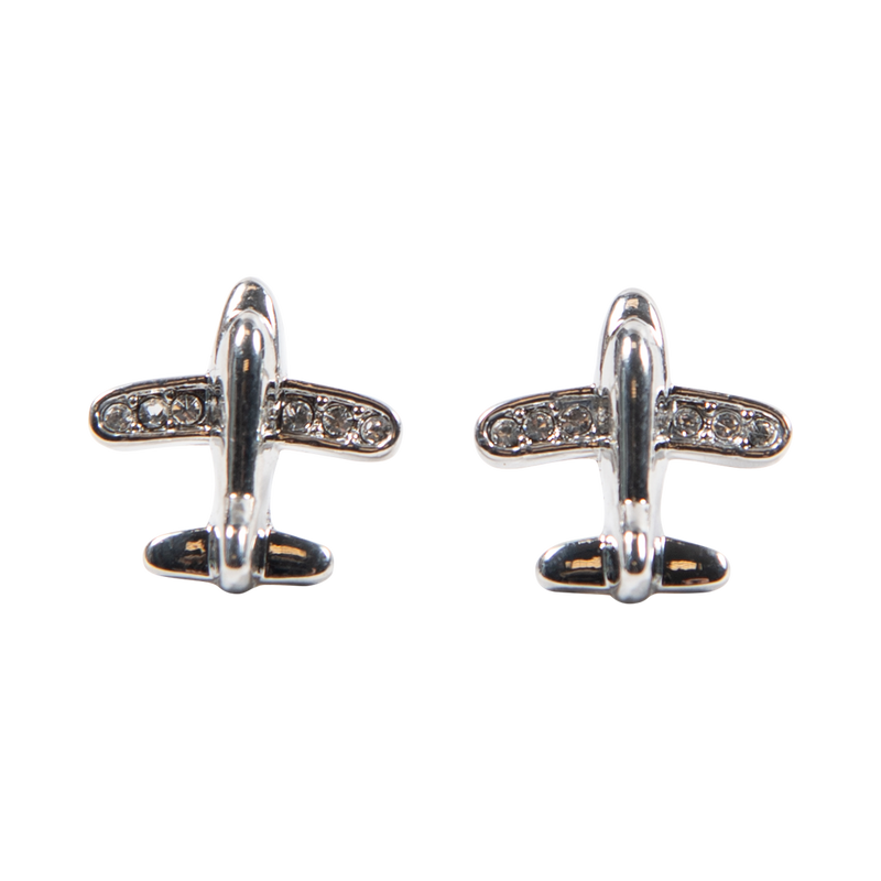 Crystal Aircraft Wing Stud Earrings